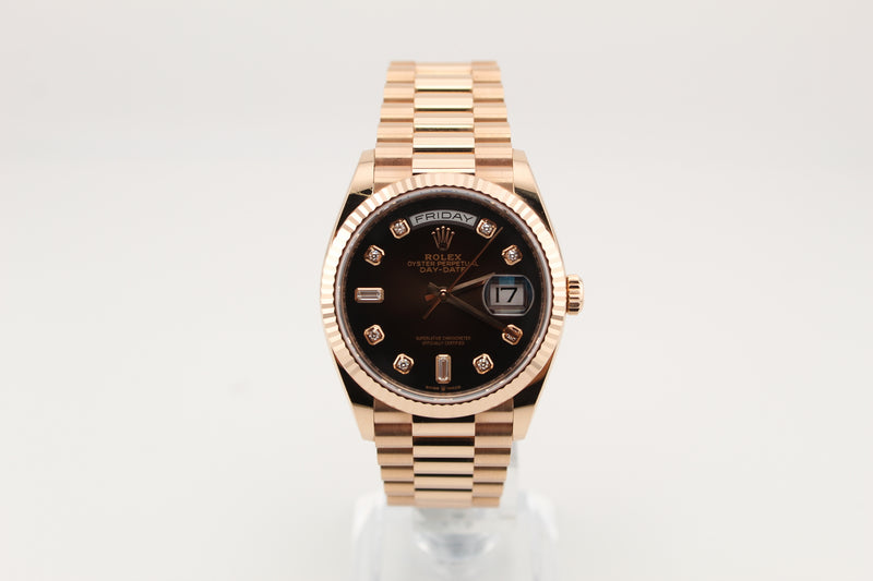 Rolex Daydate 36mm rose gold Chocolate Ombre Diamond dial