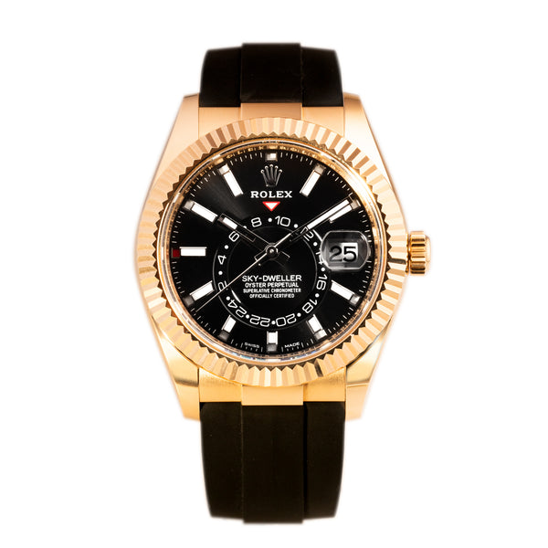 Rolex Skydweller Oysterflex Yellow Gold Black Dial