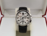 Cartier Calibre de Cartier White Dial, Black Leather Strap- W7100046