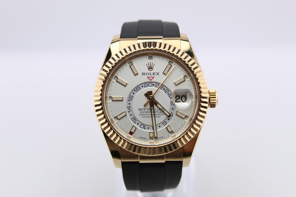 Rolex Skydweller Oysterflex Yellow Gold White Dial