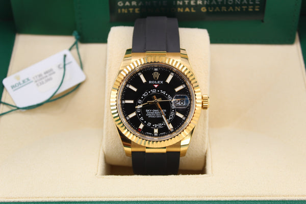 Rolex Skydweller Oysterflex Yellow Gold Black Dial