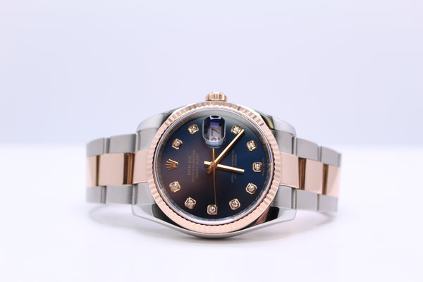 Rolex Datejust Everose Gold and Steel, Blue Diamond Dial - 2005 - 116231