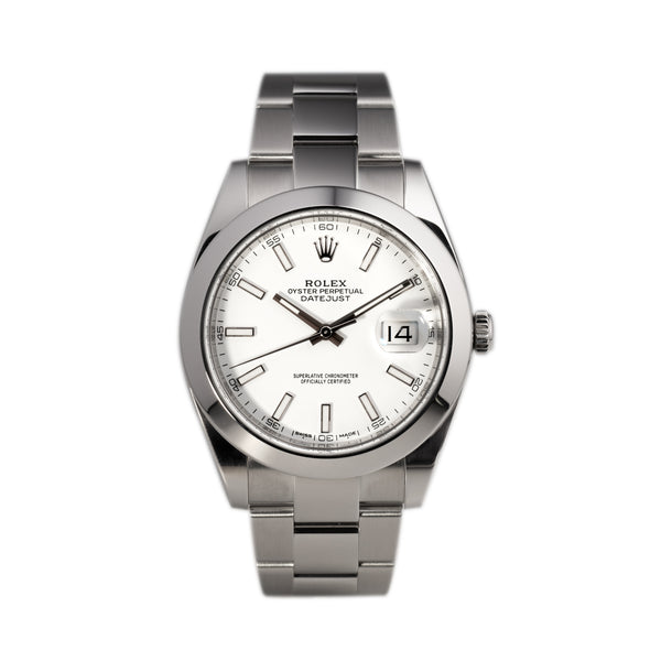 Rolex Datejust 41mm Smooth Bezel White dial